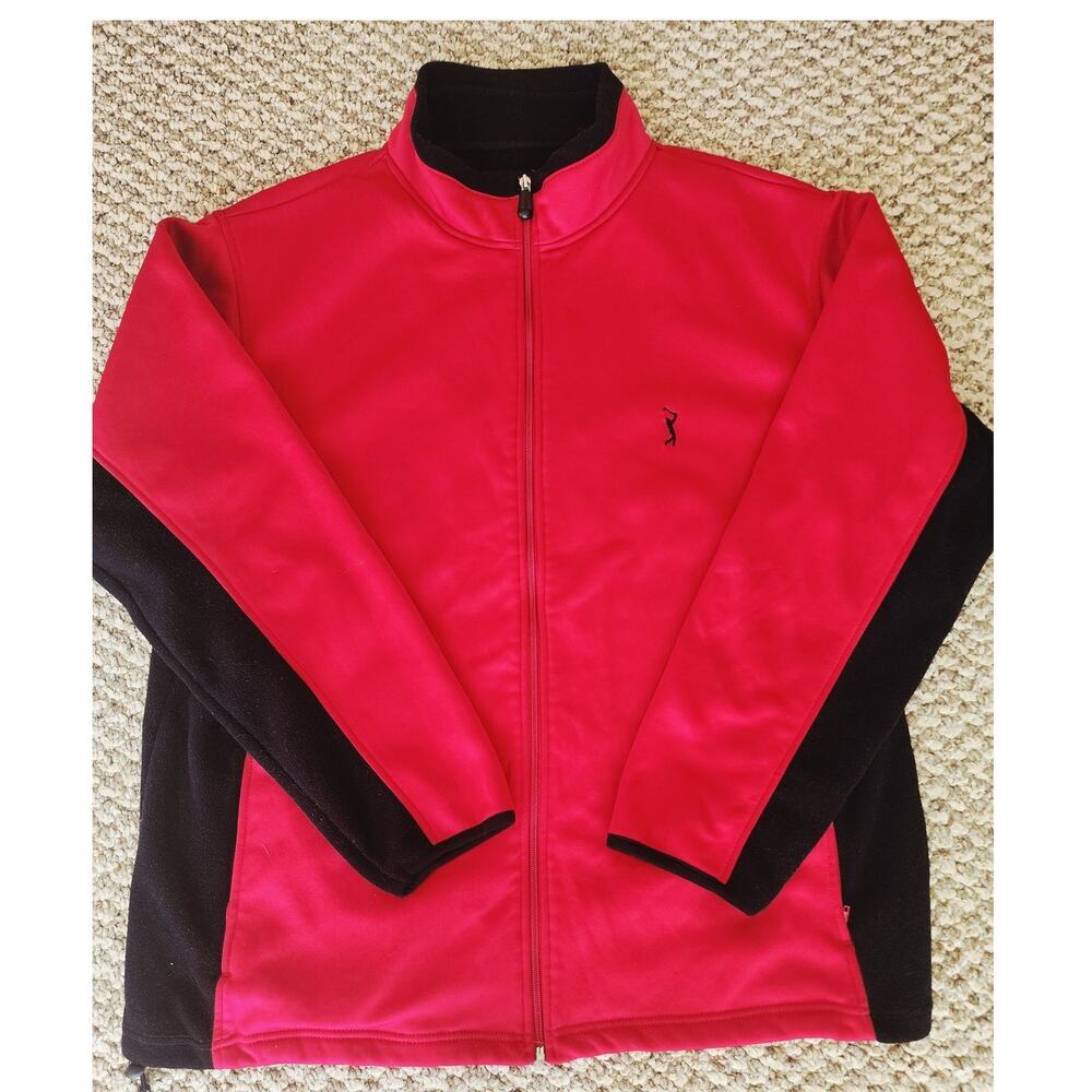 PGA TOUR Men's Size XL Red and Black Golf Full Zip Jacket Fleece Lined